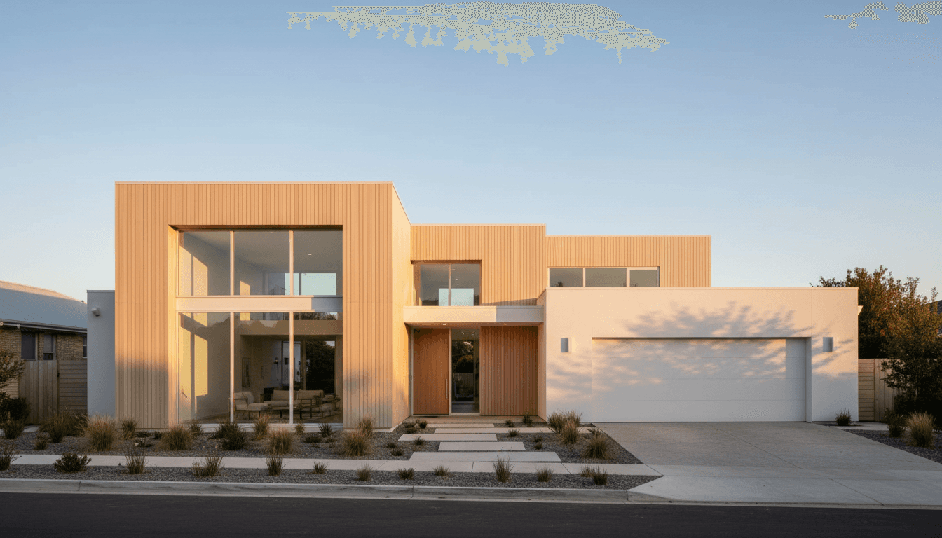 Beautiful modern custom home with contemporary design and professional landscaping